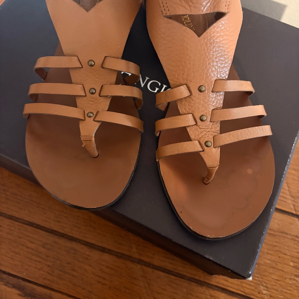 Enzo Angiolini Makalya Gladiator Sandals  Flat Leather Zip Back gladiator Brown - Picture 11 of 14